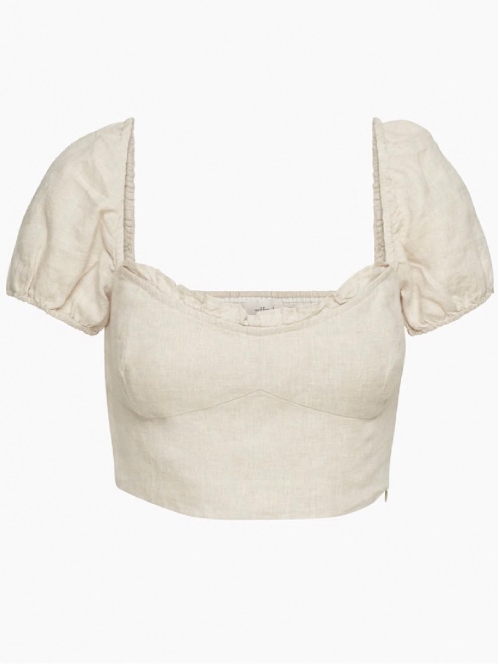 Wilfred Wander Linen Cropped Blouse Puff Sleeve Women’s Size Large Vintage Green